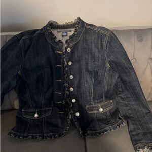 Baccini Blue Jean Jacket with Ruffle Trim